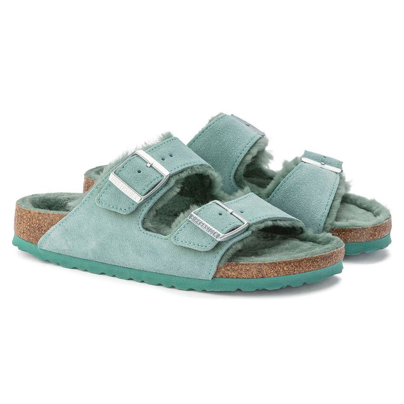 Birkenstock Arizona Shearling Beryl semsket skinn/lammeull smal