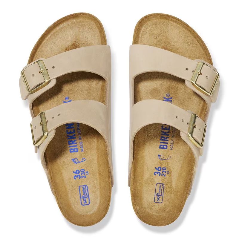 Birkenstock Arizona SFB Sandcastle nubuck skinn smal myk