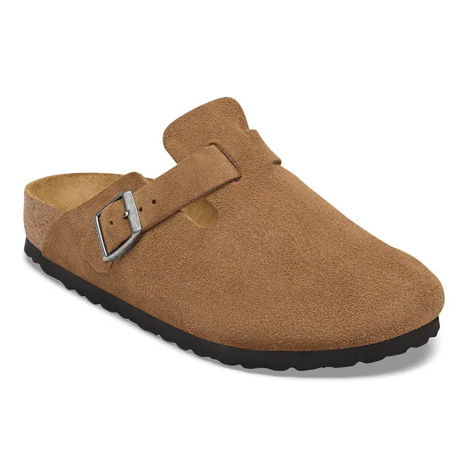 Hovedbilde Birkenstock Boston Dark Tea semsket skinn smal