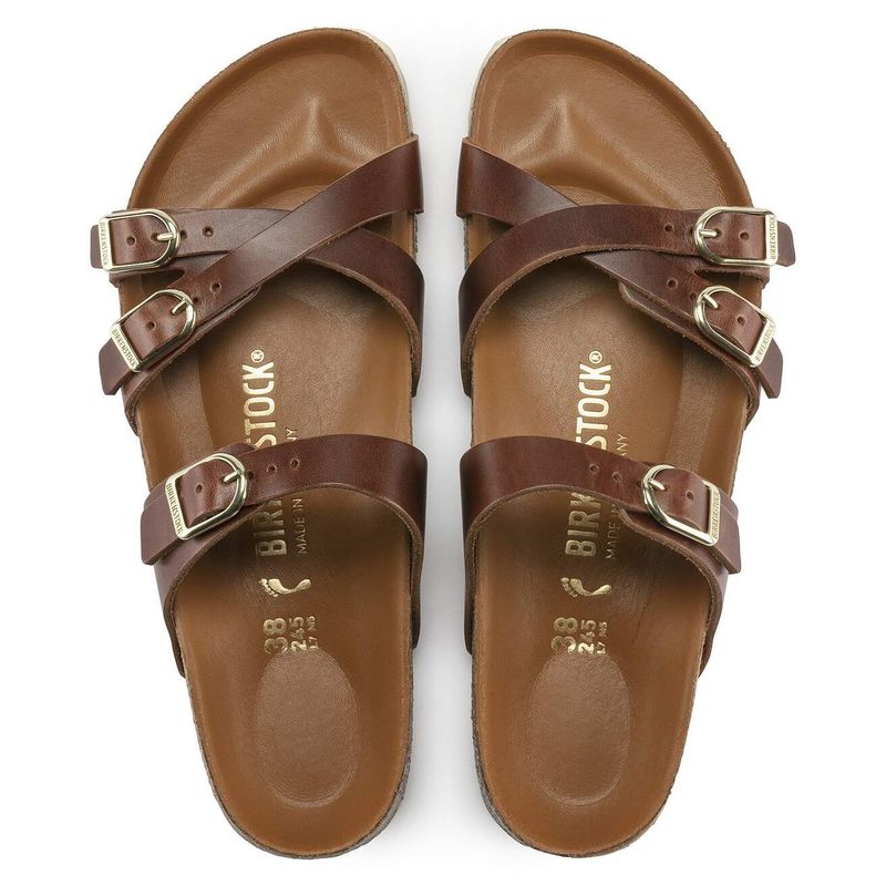 Birkenstock Franca Cognac oljet skinn smal