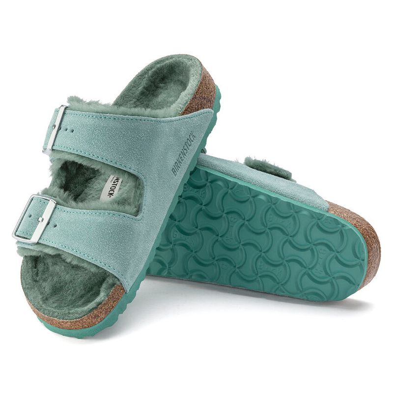 Birkenstock Arizona Shearling Beryl semsket skinn/lammeull smal