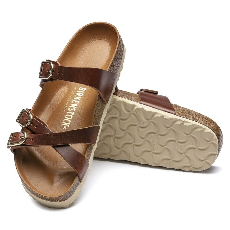 Birkenstock Franca Cognac oljet skinn smal