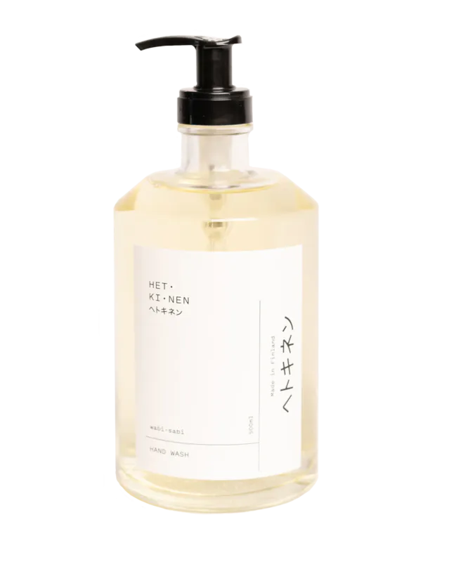 HETKINEN Hand wash wabi-sabi, yellow, clear glass bottle, 500ml